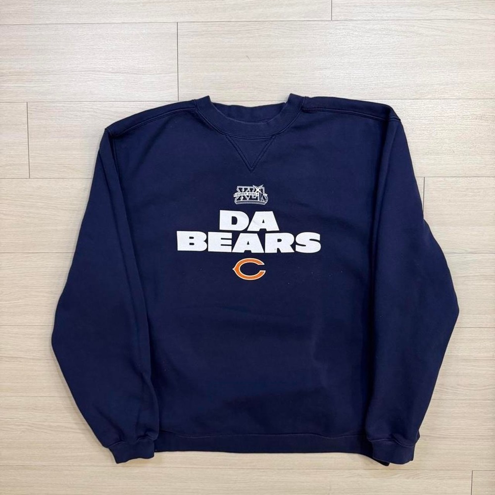 Y2K Reebok Da Bears Chicago Bears Navy Blue Crewneck Mens Size Large
